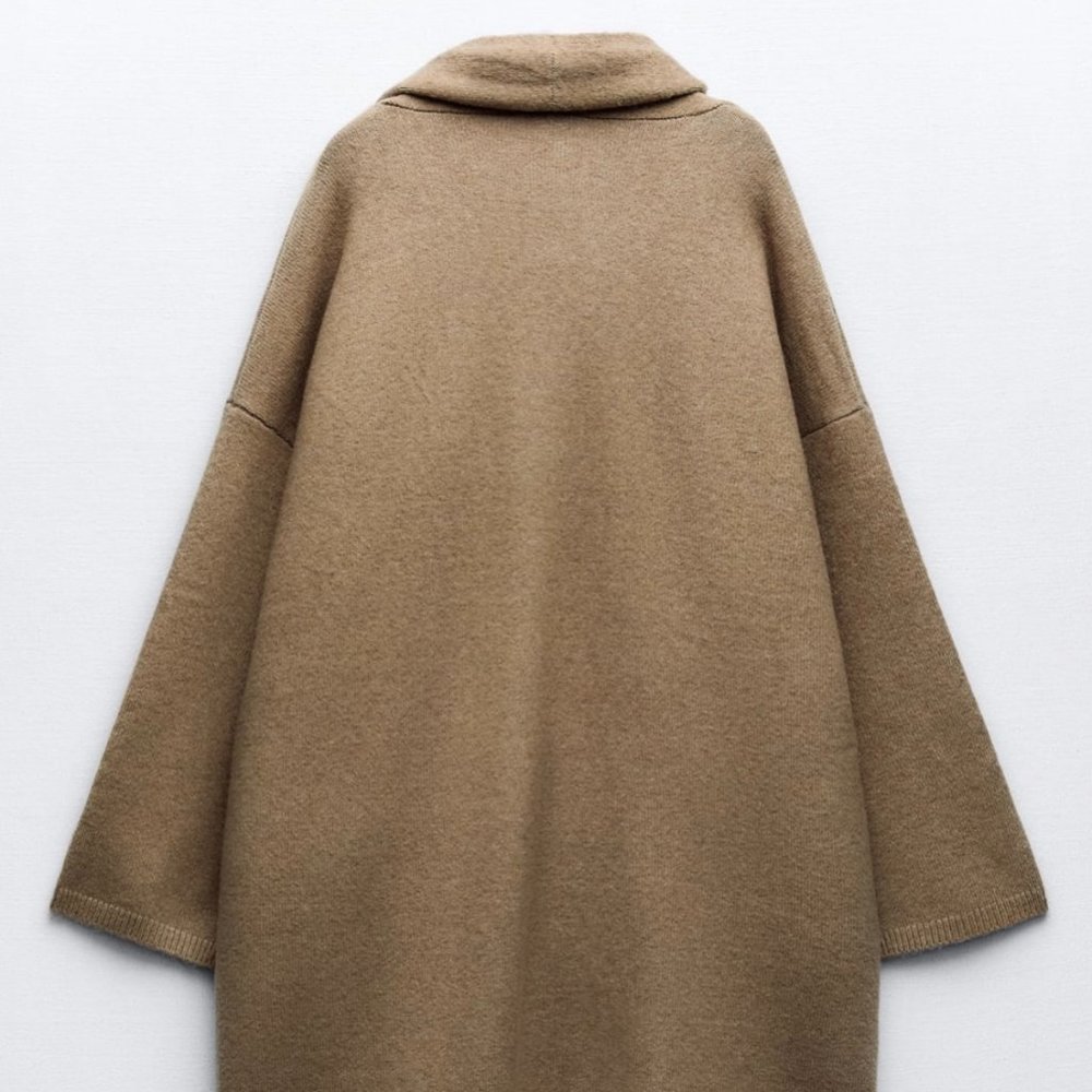 ZARA Women's Oversized Soft Knit Coat(Green marl , US S, M / EUR S, M) - Picture 7 of 11